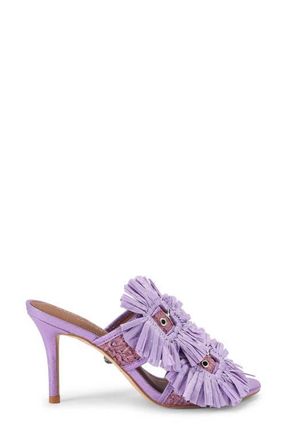 Kurt Geiger Raffia Flower Buckle Sandal in Light/Pastel Purple at Nordstrom, Size 6.5Us