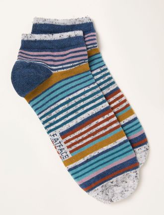 Fat Face FatFace Blue Stripe Trainer Socks