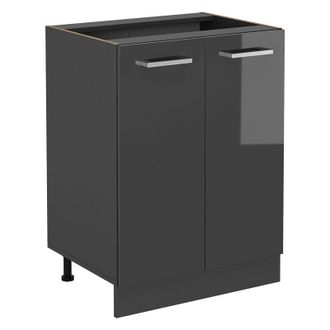 Vicco Mueble Bajo De Cocina R-line, Antracita Alto Brillo, 60 Cm Sin Encimera