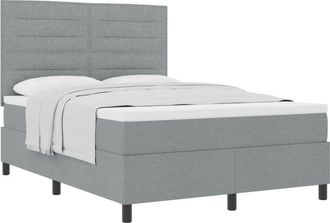 vidaXL Box Spring Bed with Mattress Light Grey 140 x 190 cm Fabric vidaXL