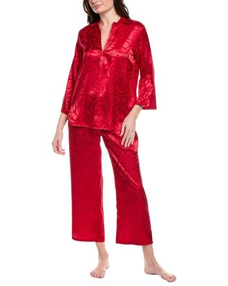 Natori 2pc Scroll Satin Jacquard Pajama Set