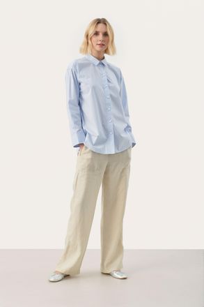 Part Two Overhemd met lang mouwen Relaxed fit Blue Stripe white