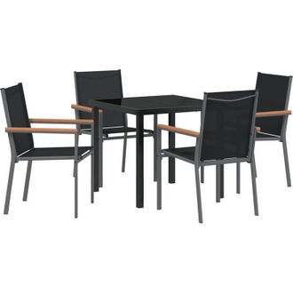 vidaXL Vidaxl - Conjunto De Comedor De Jard&iacute;n 5 Pcs Negro Textileno Y Acero