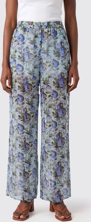 Semicouture Pantaloni palazzo Athena a vita alta con stampa floreale