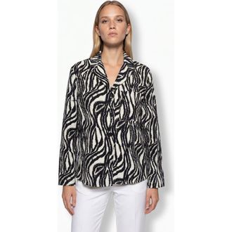 Exquise Adelaide Zebra Print Long Sleeve Shirt in Multi Color at Nordstrom, Size X-Large