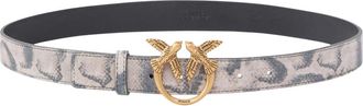 Pinko Python-print Riem met Love Birds Gesp - Dames - Riemen - Veelkleurig - M - Leer - Accessoires