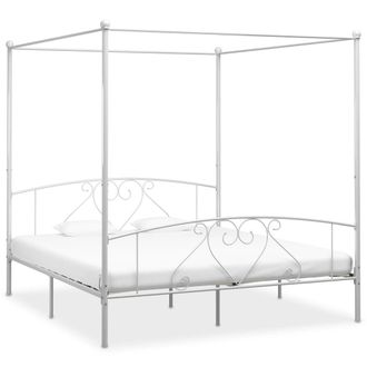 Berkfield Home Canopy Bed Frame White Metal 6FT Super King