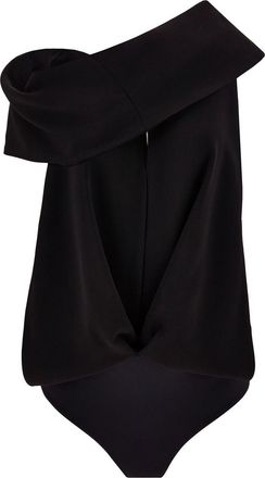 Ferragamo cut-out draped bodysuit - women - Nylon/Rayon/Spandex/Elastane - 42 - Black