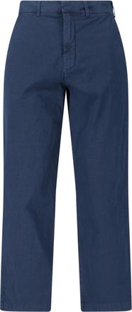 RANRA Blue Mid-Rise Cotton Straight Trousers