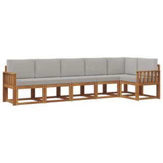 vidaXL Conjunto De Sof&aacute;s De Exterior 6 Pcs Gris Natural Y Claro Vidaxl