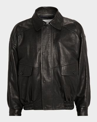 Saint Laurent Men & apos;s Grained Leather Blouson Jacket