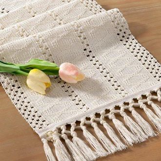 OEM Camino De Mesa Bohemio Para Pascua, Primavera, Estilo Granja, Yute, Bamb&uacute;, R&uacute;stico, Comedor, Centro De Mesa, Bufanda, Verde Oscuro, 30160cm
