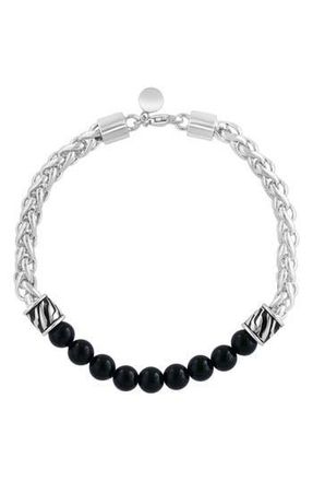 Effy Sterling Silver Beaded Onyx Bracelet in Black at Nordstrom Rack, Size 8.5