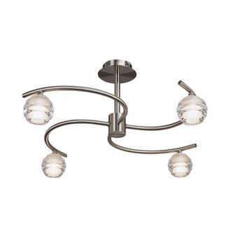 Netlighting Sphere Semi Flush 4 Light G9 Satin Nickel in Grey