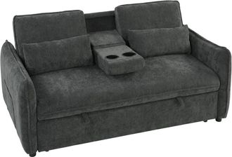 HOMCOM Sof&aacute; cama 166x90x84 cm gris oscuro