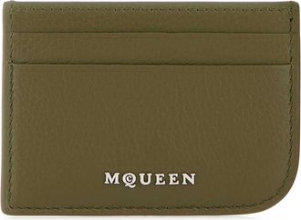 Alexander McQueen Army Green Leather Card Holder