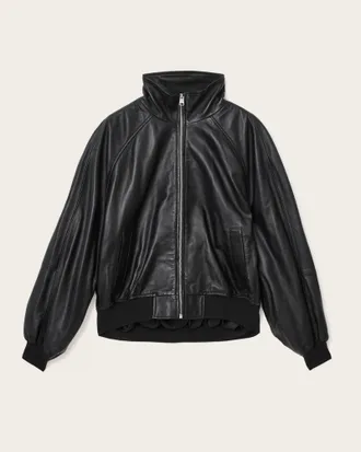 AllSaints Felda Leather Bomber Jacket