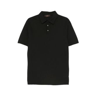 Zanone Polo Shirts, male, Black, Size: 2XL Short Sleeve Button Polo