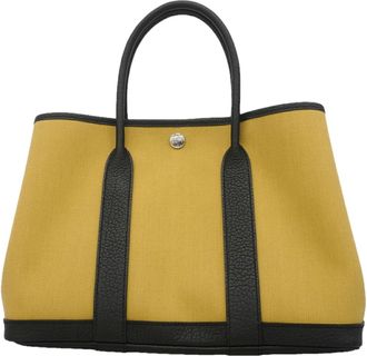 Herm&egrave;s Beige Black Toile Officier Tote Bag (Pre-Owned)