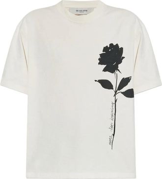 Golden Goose Journey W Boxy T-Shirt aus Gaze-Baumwolljersey mit Aufdruck