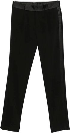 Giorgio Armani Broeken, Heren, Zwart, XL, Satijn, Broek met satijnen bies