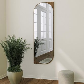 Dmora Espejo Burgio, Forma Rectangular, Tipo De Pared, Estructura Transparente, 52x152h Cm, Marr&oacute;n Nogal