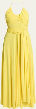 Alaia Crossover Wrap Jersey Halter Maxi Dress