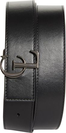 Christian Louboutin CL Reversible Leather Belt in Black/cafe/gun Metal at Nordstrom, Size 110