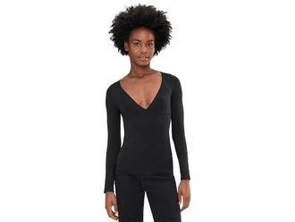 Free People Round Two Long Sleeve Womens Clothing Black : L-XL (US Womens 14-16), Elastane/Jersey/Nylon