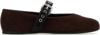 Miu Miu Dark Brown Suede Ballet Flats