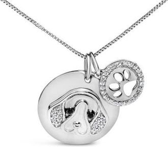 House of Brilliance Silver 1/5 Cttw White and Black Diamond Beagle Dog Charm 18 Pendant Necklace at Nordstrom