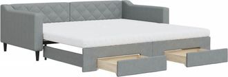 vidaXL Sof&aacute; Cama Nido Con Cajones Tela Gris Claro 100x200 Cm Vidaxl