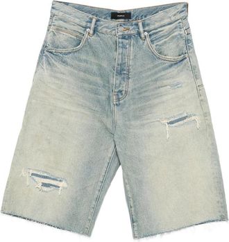 Purple Distressed Raw-cut Shorts