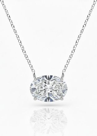 Mauli Jewels 0.85 Ct Lab Grown Oval Diamond Solitaire Pendant Necklace In 14k Gold for Women, EF-VS1 Clarity, 7x5mm with Cable Chain