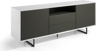 Pondecor Interiorismo Aparador Saona patas met&aacute;licas negro mate y mueble en MDF gris/blanco