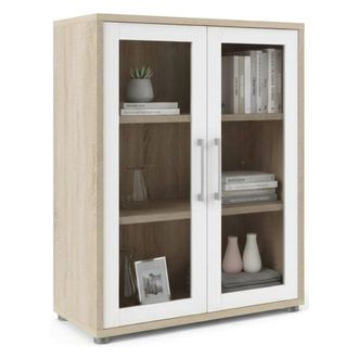 Dmora Dmora - Aparador Laureen, Buf&eacute; De Sal&oacute;n, Aparador De Sal&oacute;n, Despensa De Cocina, 89x40 H113 Cm, Roble Y Blanco