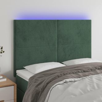 vidaXL Cabecero Con Luces Led Terciopelo Verde Oscuro 144x5x118/128 Cm Vidaxl