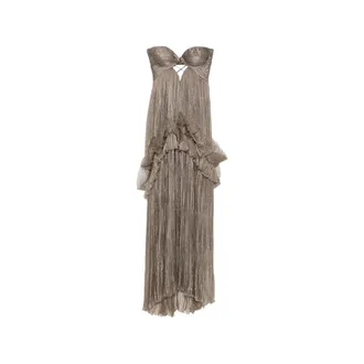 Maria Lucia Hohan Yumi Pleated Ruffled Maxi Dress