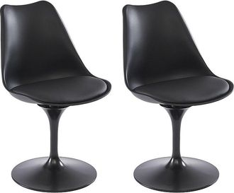 Vente-Unique Juego de 2 sillas de polipropileno, piel sintética y metal - Negro - XAFY