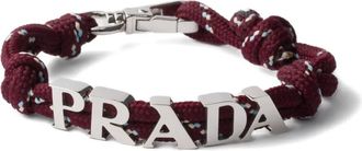 Prada Bracciale in corda con logo - Rosso