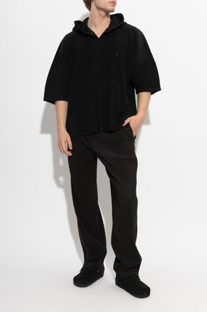Homme Pliss&eacute; Issey Miyake Pleated Hoodie, Mens, Black
