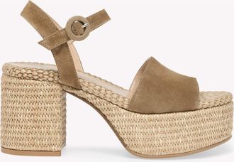 Gianvito Rossi Carol Sandals in Camel Suede at Nordstrom, Size 35.5