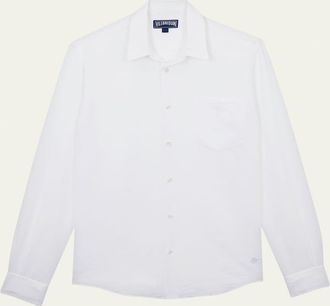 Vilebrequin Mens Cotton-Linen Solid Sport Shirt