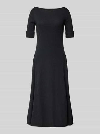 Lauren Ralph Lauren Tailliertes Midikleid mit U-Boot-Ausschnitt aus Baumwollstretch in Black, Gr&ouml;&szlig;e S