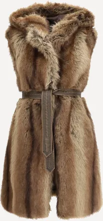 Pinko Gilet Galearis in pelliccia sintetica con Cappuccio Woman L