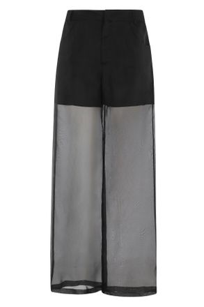Federica Tosi Black Five-Pocket Silk Organza Formal Pants