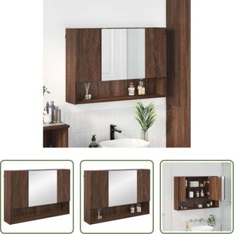vidaXL vidaXL Armadio con specchio - Mobiletto per specchio con porta Rovere Marrone 80 x 17 x 55 cm