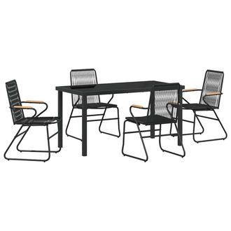 Berkfield Home 5 Piece Garden Dining Set Black PVC Rattan