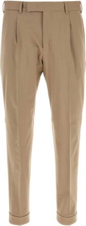 Pantaloni Torino Beige Tapered Pleated Trousers