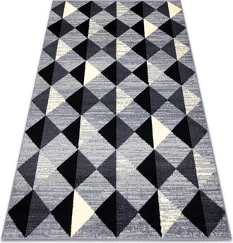 RugsX Rugsx - Alfombra Bcf Base 3987 Trigone, Triangulos, Cuadr&iacute;cula, Geom&eacute;trico Gris / Marfil Grey 185 X 270 Cm